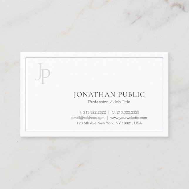 Stylish Monogram Sleek Design Modern Classy Business Card (Front)