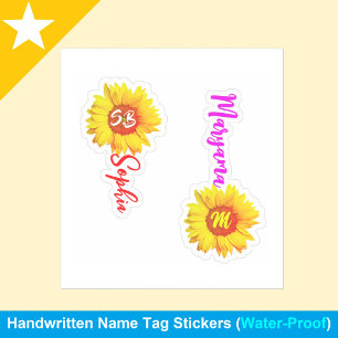 (Stylish Monogram Sunflower) Personalised Name