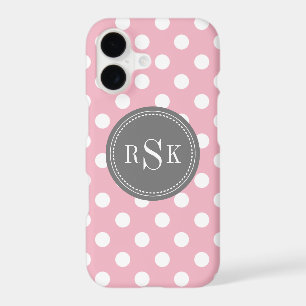 Stylish Monogram Trio Pink Polka Dots