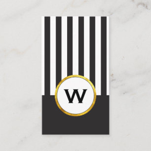 Stylish Monogram Vertical Stripes Business Card