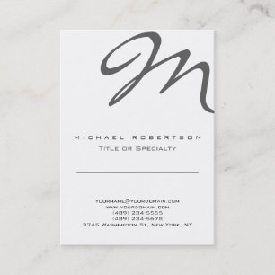 Stylish Monogram White Clean Business Card