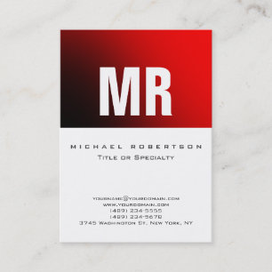 Stylish Monogram White Red Business Card