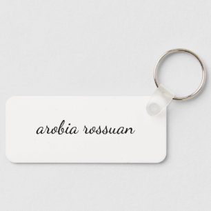 Stylish Monogram White Script Personalized Key Ring
