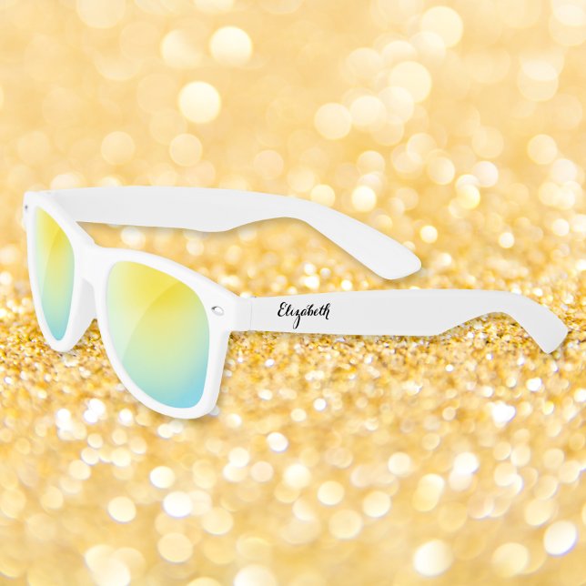 Stylish Monogram White Yellow Mirror Beach Party Sunglasses (Stylish Monogram White Yellow Mirror Beach Party Sunglasses)