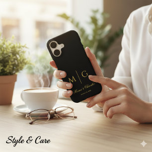 Stylish Monogram With Couple Name Black
