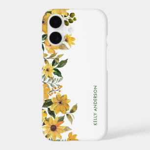 Stylish Monogram Yellow Watercolor floral