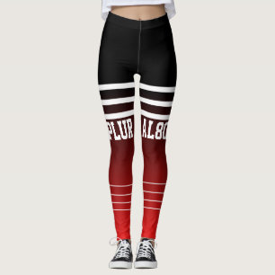 Stylish monogrammed gradient black red workout leggings