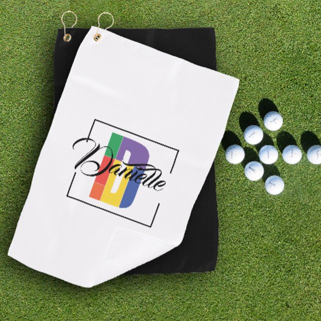 Stylish monogrammed initial coloured letter D whit Golf Towel (Creator Uploaded)