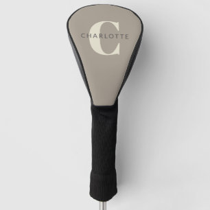 Stylish Monogrammed Name Chic Rustic Taupe  Golf Head Cover