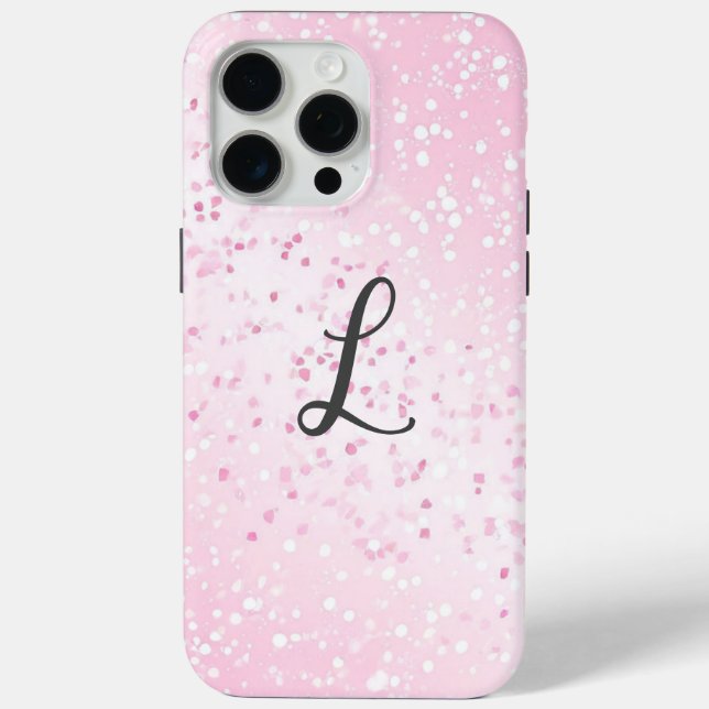 Stylish Monogrammed Name Pink Glitter Case-Mate iPhone Case (Back)