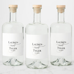 Stylish Monogrammed Names Wedding Reception Liquor Bottle Label