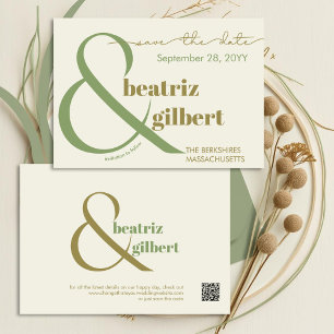 Stylish Moss and Olive Green Modern Wedding Save The Date