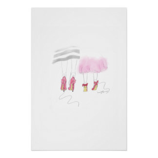 Stylish Mother and Daughter Watercolor Art Poster