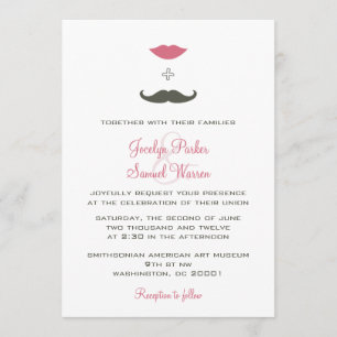 Stylish Moustache and Lips Wedding Invitation