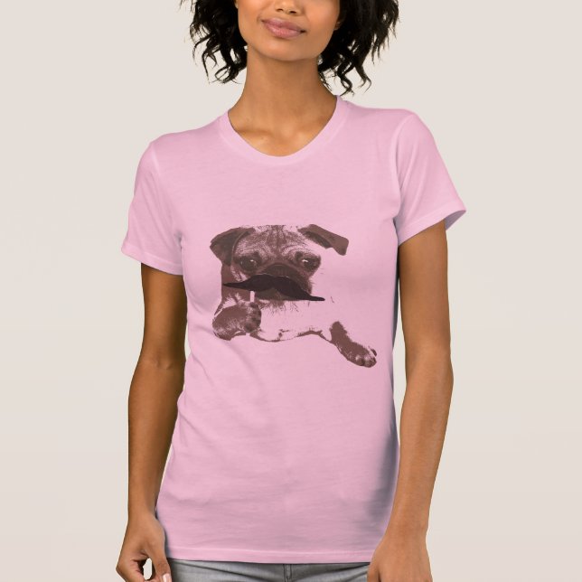 Stylish Moustache Pug Shirt (Front)