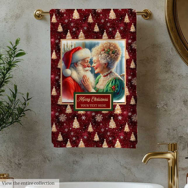 Stylish Mr. and Mrs. Claus Red Festive Bath Towel (Stylish Mr. and Mrs. Claus Red Festive Bath Towel)