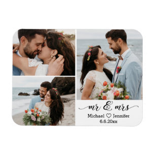  stylish mr & mrs wedding 3 photo collage  magnet