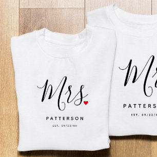 Stylish Mrs. Custom Last Name & Date Wedding T-Shirt