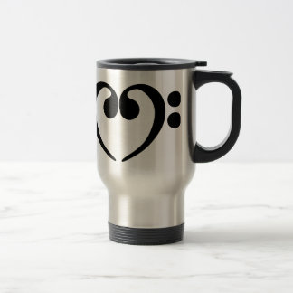 Stylish music bass clef heart design travel mug