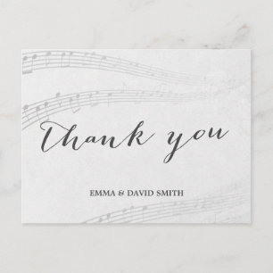 Stylish Music Notes Thank You Postcard