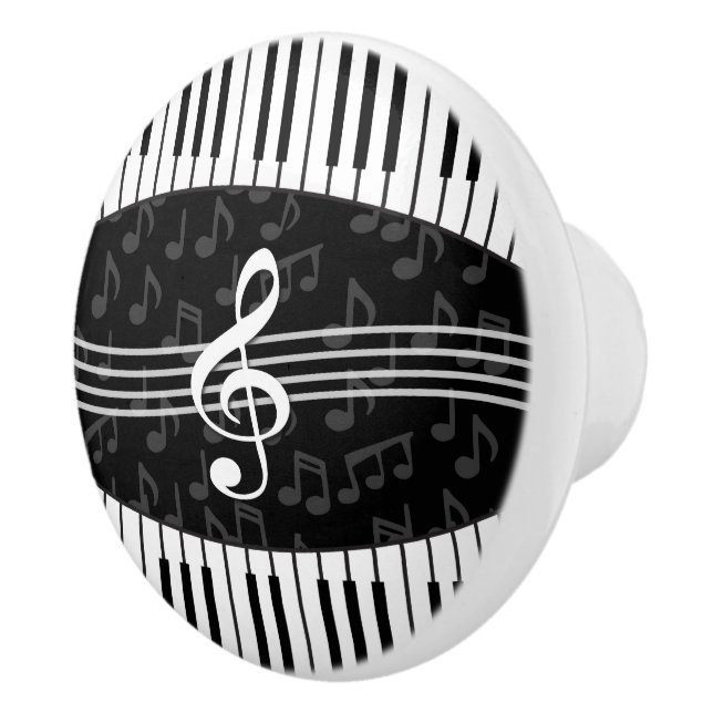 Stylish Music Notes Treble Clef and Piano Keys Ceramic Knob (Right)