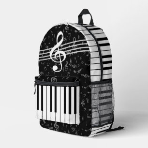 Stylish Music Notes Treble Clef and Piano Keys Duf Printed Backpack