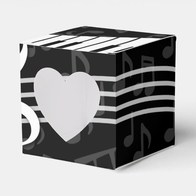 Stylish Music Notes Treble Clef and Piano Keys Favour Box (Front Side)