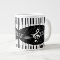 Stylish Music Notes Treble Clef and Piano Keys