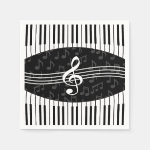 Stylish Music Notes Treble Clef and Piano Keys Napkin