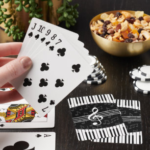 Stylish Music Notes Treble Clef and Piano Keys Playing Cards