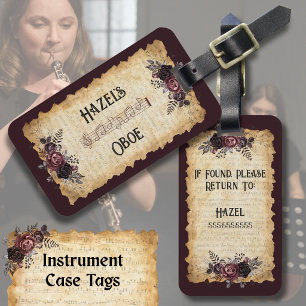 Stylish Music Student Oboe Instrument Case Tag