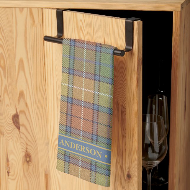 Stylish Muted Spring Colour Mix Plaid Tea Towel (Thirds Fold)