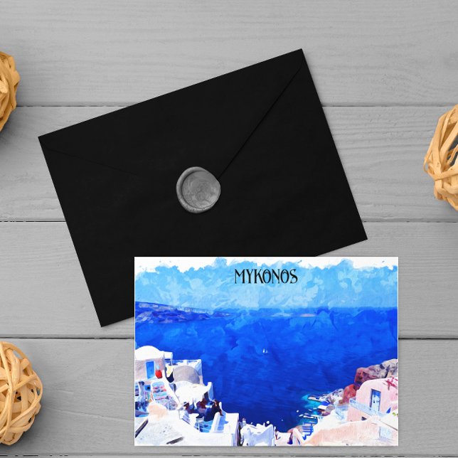 Stylish Mykonos Greece Cyclades Island Painting Postcard (Stylish Mykonos Greece Cyclades Island Painting Postcard)