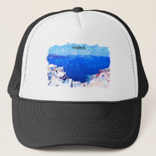 Stylish Mykonos Greece Cyclades Island Painting Trucker Hat