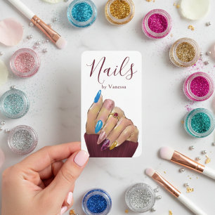 Stylish Nail Technician Modern Nail Art QR Code Business Card