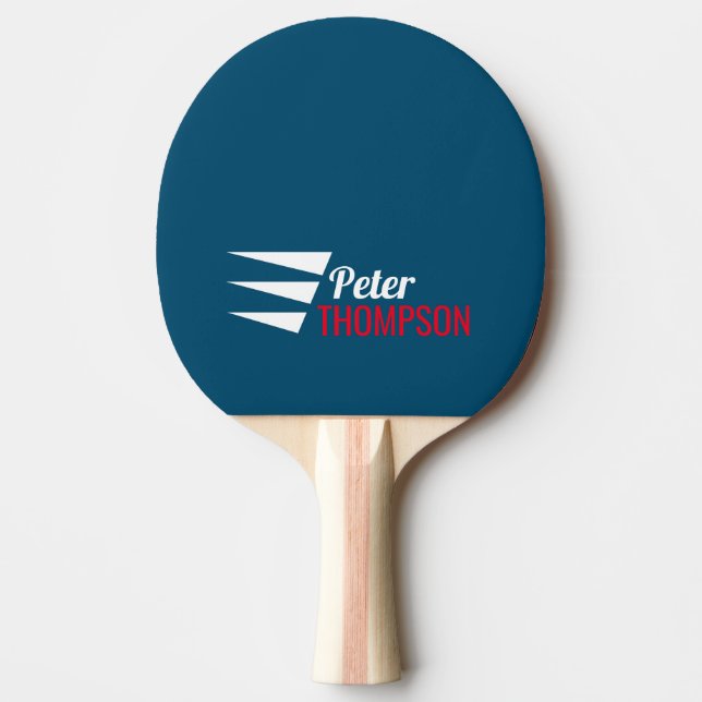 Stylish Name Blue Ping Pong Paddle (Front)