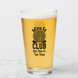 Stylish Named Club Logo Pattern Golf Bar Glass
