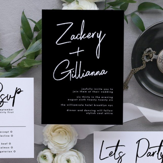 Stylish NAMES | Modern Black & White Wedding Invitation (Invitation showcasing suite - additional items (bought separately))