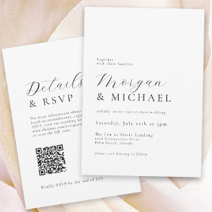 Stylish Names Simple Minimal Classic Wedding  Invitation