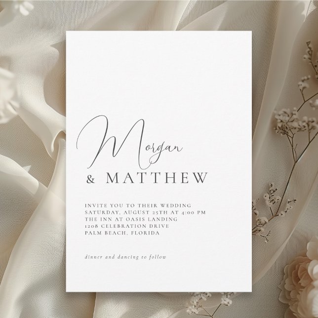 Stylish Names Simple Minimal Classic Wedding Invitation (Available in both printed and digital download formats!)