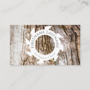 Stylish natural organic wood with white saw shapes business card