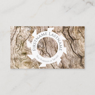 Stylish natural organic wood with white shapes business card