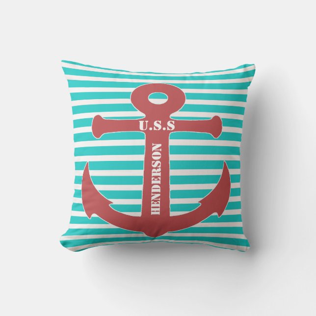 Stylish Nautical Anchor Decorator Pillow (Front)