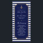 Stylish Nautical Blue Wedding Program Rack Cards<br><div class="desc">Customise this Stylish Modern Dark Blue Nautical Wedding Program Cards. Don't forget to personalise the back side too. Blue and white striped design with an anchor, set as a template for an easy customisation. Below are links to a matching Wedding Invitation, RSVP and Guest Information Directions Card, Bridal Shower Invitation,...</div>