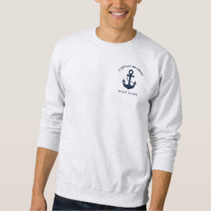 Stylish Nautical Boat and Captain Name Sweatshirt