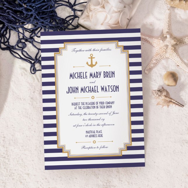 Stylish Nautical Wedding Invitation (Creator Uploaded)