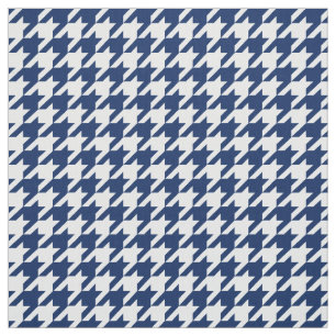 Stylish Navy Blue and White Hounds Tooth Fabric