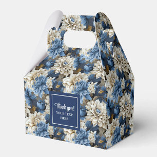 Stylish Navy Blue Flowers Custom Name Favour Box