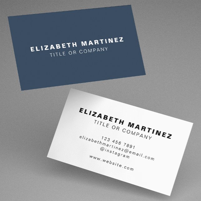 Stylish Navy Blue Front and Back Personalised Business Card (Creator Uploaded)