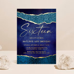 Stylish Navy Blue Geoed Agate 16th Birthday Real<br><div class="desc">Celebrate in style with these elegant and very trendy real foil pressed 16th birthday invitations. The design is easy to personalise with your special event wording and your guests will be thrilled when they receive these fabulous invites.</div>